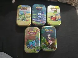 5 POKEMON Mini Tin*Empty No Cards Has Stickers Or Insert And A Coin In Each Tin - Image 1