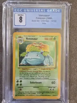 Venasaur CGC Holo Nm/M 8 Base Set Unlimited 15/102 Pokemon Card WOTC - Image 1