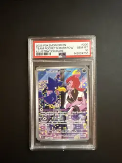 2025 Pokemon DRI En Team Rocket’s Murkrow #200 Illustration Rare PSA 10 - Image 1