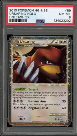 Pokemon Ursaring Prime Unleashed Holo Ultra Rare #89 PSA 8 - Image 1