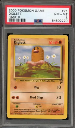 Pokemon Diglett Base Set 2 #71 PSA 8 - Image 1