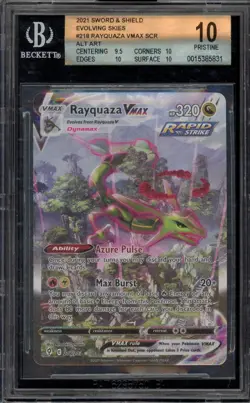 Pokemon Rayquaza VMAX Evolving Skies Secret Rare Full Alt Art #218 BGS 10 - Image 1
