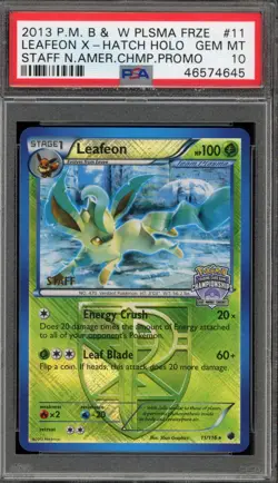Pokemon Leafeon STAFF State/Province/Territory Champ. Holo Promo #11 PSA 10 - Image 1