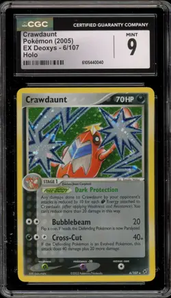 Pokemon Crawdaunt EX Deoxys Holo Rare #6 CGC 9 Mint - Image 1