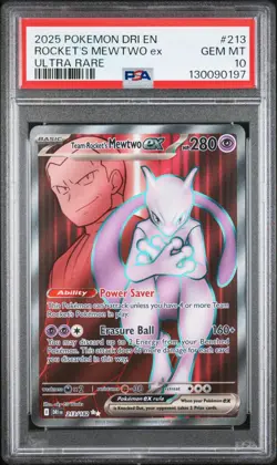 PSA 10 TEAM ROCKET'S MEWTWO EX 213/182 ULTRA RARE DESTINED RIVALS POKEMON 😍 - Image 1