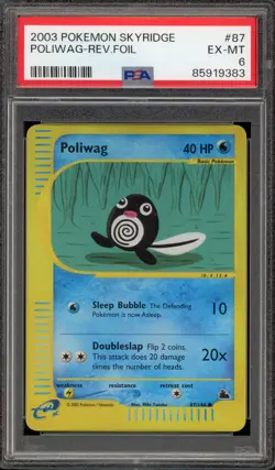 Pokemon Poliwag Skyridge Reverse Holo #87 PSA 6 - Image 1
