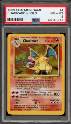 Pokemon Charizard Base Set Unlimited Holo Rare #4 PSA 8 - Image 1
