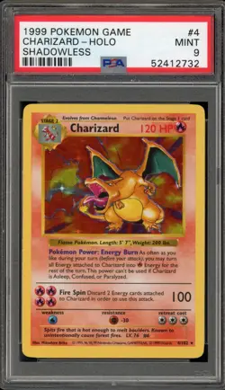 Pokemon Charizard Base Set Shadowless Holo Rare #4 PSA 9 Mint - Image 1
