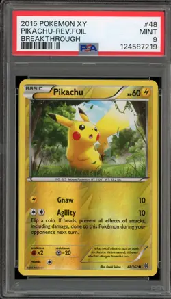 Pokemon Pikachu XY Breakthrough Reverse Holo #48 PSA 9 Mint - Image 1