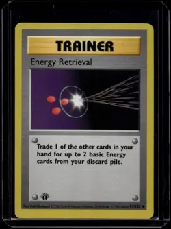 Pokemon TCG Energy Retrieval 81/102 Base Set Shadowless 1st Edition LP - Image 1