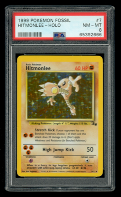 Hitmonlee Holo PSA 8 Fossil Pokemon TCG - Image 1