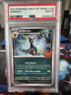2024 Pokemon Trick Or Trade, Umbreon #130 in a PSA Mint/Near mint 8! 💎 Bid Now! - Image 1