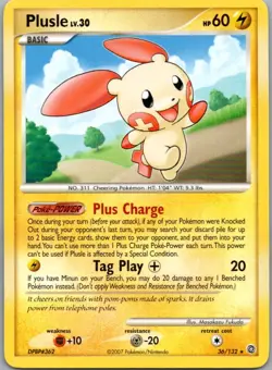 Plusle 36/132 Rare Secret Wonders Pokemon Moderately Played - Image 1