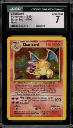Pokemon Charizard Base Set Unlimited Holo Rare #4 CGC 7 - Image 1