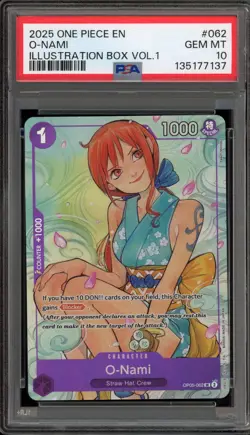 One Piece CCG O-Nami Illustration Bx. Vol. 1 OP05-062 PSA 10 Gem Mint - Image 1
