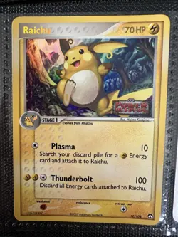 Pokemon TCG Raichu Card 12/108-REVERSE Holo EX Power Keepers Stamped -MP - Image 2