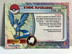 NM 2000 Pokemon Topps Chrome TV ARTICUNO #144 Base BC Foil Get It Graded! Card - Image 2