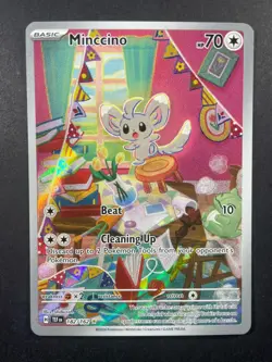 Minccino 182/162 Illustration RARE Pokemon Card TCG 2024 S&V Temporal Forces NM+ - Image 1