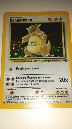Jungle Set Holo RARE Pokemon card Kangaskhan 5/64 Unlimited card - Image 1