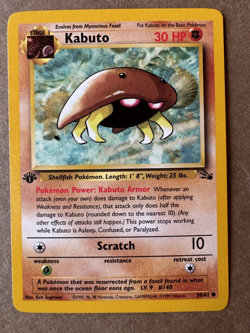 Kabuto 50/62 Fossil 1st Edition Non-Holo Common Pokemon Card NM+ - Image 1