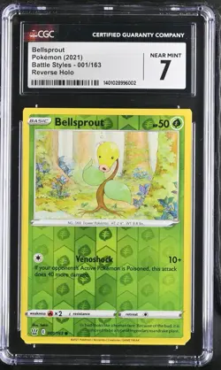 Pokemon TCG Bellsprout Battle Styles CGC 7 Graded Card Misprint Miscut PSA - Image 1