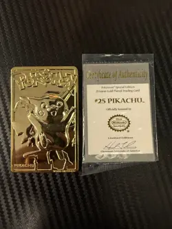 Pikachu Pokemon 23K Gold Plated Trading Card 1999 Burger King Limited Edition WC - Image 1
