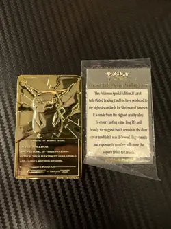 Pikachu Pokemon 23K Gold Plated Trading Card 1999 Burger King Limited Edition WC - Image 2