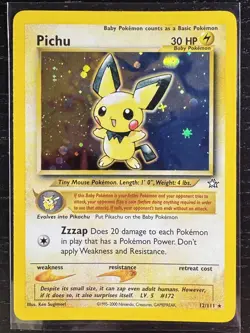 Pichu - 12/111 - Pokemon Neo Genesis Unlimited Holo Rare Card WOTC LP - Image 1