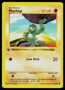 Pokemon Card - Machop Base Set (Shadowless) 52/102 Common 1st Edition - Image 1