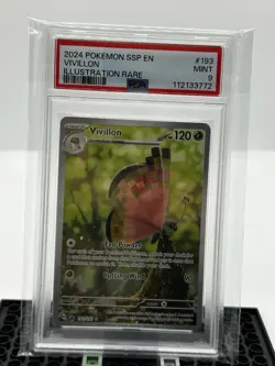 2024 Pokemon Vivillon Illustration Rare Card 193/191 Sv08: Surging Sparks PSA 9 - Image 1