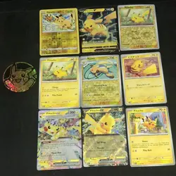 Pokemon TCG - Pikachu EX SV Prismatic Evolutions 28/131 Card Lot +Holiday Coin - Image 1