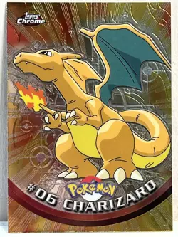 NM 2000 Pokemon Topps Chrome TV CHARIZARD #06 Base BC Foil - Get It Graded! Card - Image 1