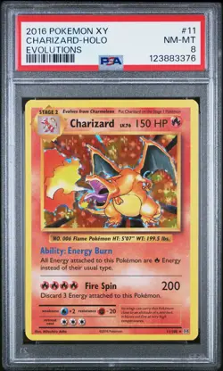 2016 POKEMON XY EVOLUTIONS #11 CHARIZARD-HOLO PSA 8 - Image 1