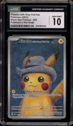 Pokemon Pikachu with Grey Felt Hat Van Gogh Full Art Promo SVP EN 085 CGC 10 - Image 1