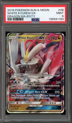 Pokemon White Kyurem GX Dragon Majesty Holo Ultra Rare #48 PSA 9 Mint - Image 1