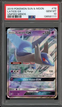 Pokemon Latios GX Unified Minds Holo Ultra Rare #78 PSA 10 Gem Mint - Image 1