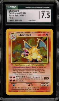 Pokemon Charizard Base Set Unlimited Holo Rare #4 CGC 7.5 - Image 1