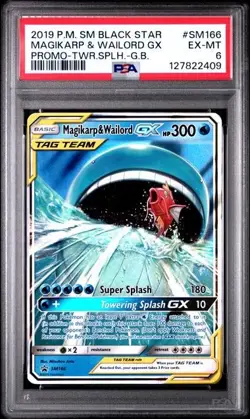 2019 POKEMON SM BLACK STAR PROMO #SM166 MAGIKARP & WAILORD GX PSA 6 - Image 1