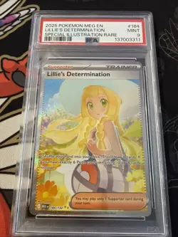 2025 POKEMON MEGA EVOLUTION ILLUSTRATION RARE #184 LILLIE'S DETERMINATION PSA 9 - Image 1