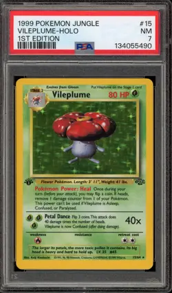 Pokemon Vileplume Jungle 1st Edition Holo Rare #15 PSA 7 - Image 1