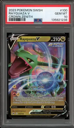 Pokemon Rayquaza V Crown Zenith Holo Ultra Rare #100 PSA 10 Gem Mint - Image 1