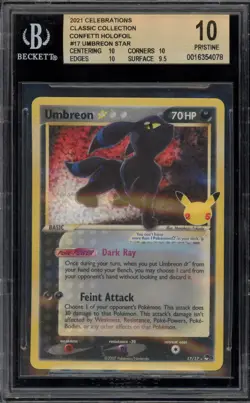 Pokemon Umbreon Gold Star Celebrations Classic Coll POP Series 5 Holo #17 BGS 10 - Image 1