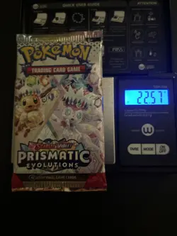 22.57g VERY HEAVY Prismatic Evolutions Pokemon Sealed Booster Pack New - Image 1