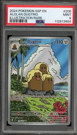 Pokemon Alolan Dugtrio Surging Sparks Illustration Rare #208 PSA 9 Mint - Image 1