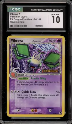 Pokemon Vibrava EX Dragon Frontiers Reverse Holo Rare #24 CGC 10 Gem Mint - Image 1