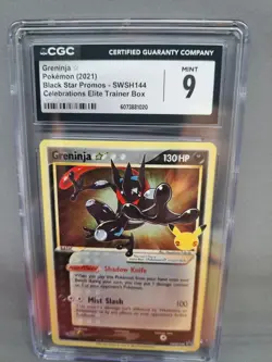 Pokemon 2021 Greninja Gold Star SWSH144 Celebrations ETB Promo CGC 9 Mint - Image 1