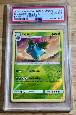 2017 pokemon sun and moon ivysaur reverse foil shinning legends psa 10 - Image 1