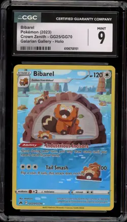 Pokemon Bibarel Crown Zenith Galarian Gallery Full Art #GG25 CGC 9 Mint - Image 1