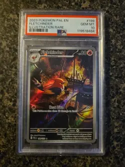 2023 Pokemon PAL EN Fletchinder 199 Illustration Rare PSA 10 Gem Mt - Image 1