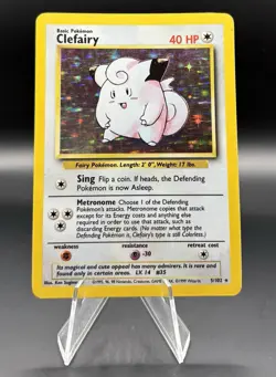 Clefairy - 5/102 - Pokemon Base Set Unlimited Holo Rare Card Vintage LP - Image 1